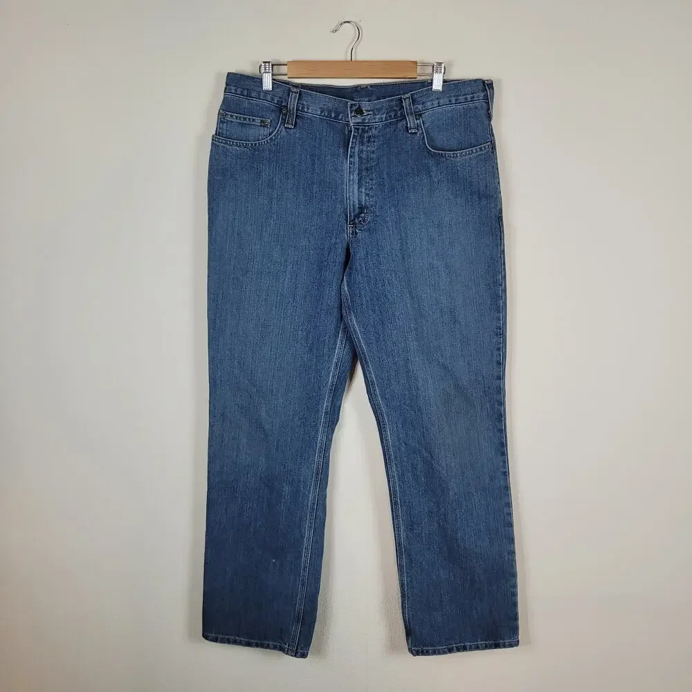 Carhartt Jeans Mens 38x32 Blue Denim Holter Relaxed Fit Straight Leg 101483 Work